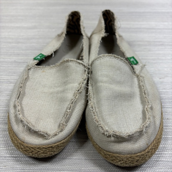 Sanuk Womens Fiona Animal Print lining Canvas Flat Slip-On Shoes Natural Size 10 - Picture 1 of 8
